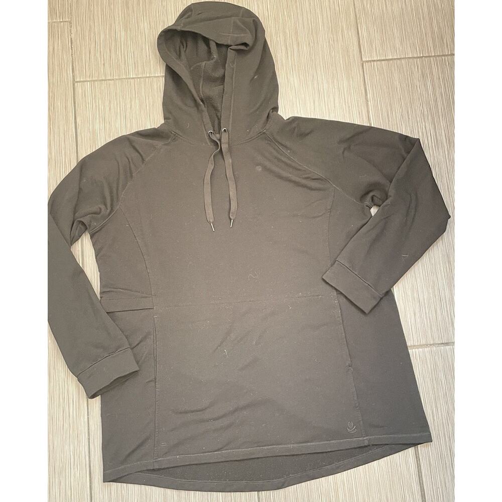 Cuddl Duds Womens Black Hooded Sweatshirt Size Large Pouch Warm